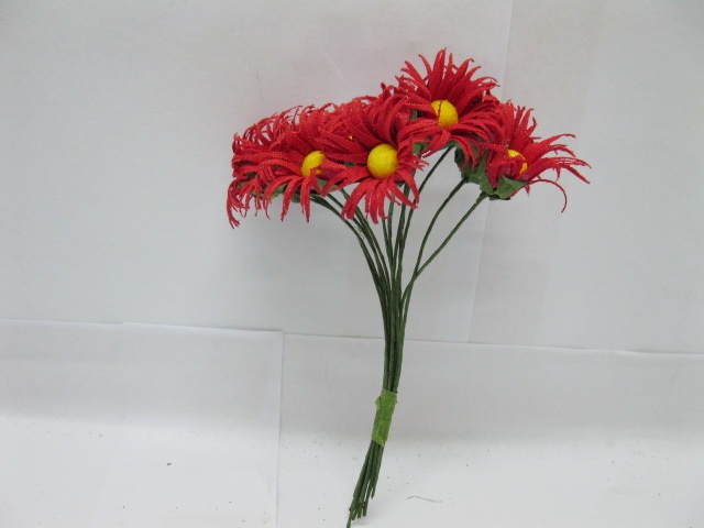 12BundleX12Pcs Craft Scrapbooking Wedding Red Chrysanthemum - Click Image to Close