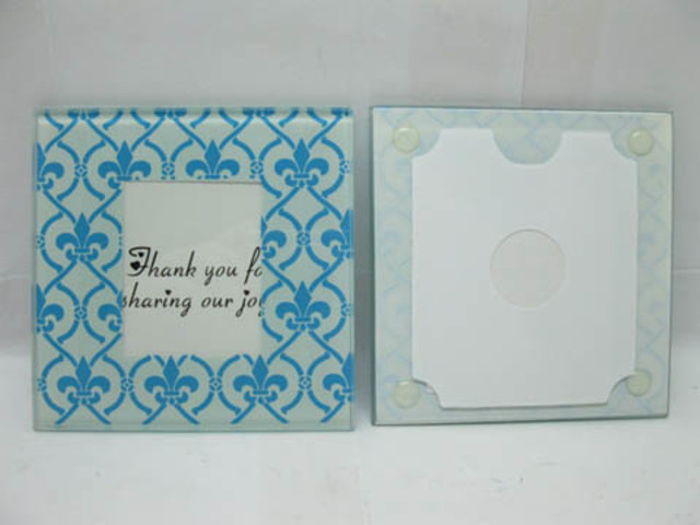 10Set X 2Pcs "Fleur-de-lis" Frosted Glass Photo Coasters