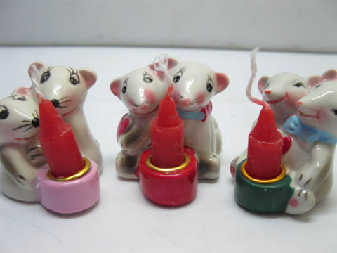 8Pcs Cute Mice Couple Status Candle Holders w/Candle - Click Image to Close