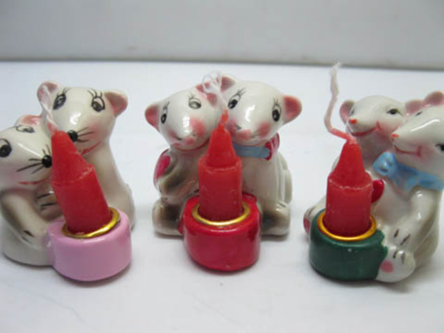 8Pcs Cute Mice Couple Status Candle Holders w/Candle 8Pcs Cute Mice Couple Status Candle Holders w/Candle