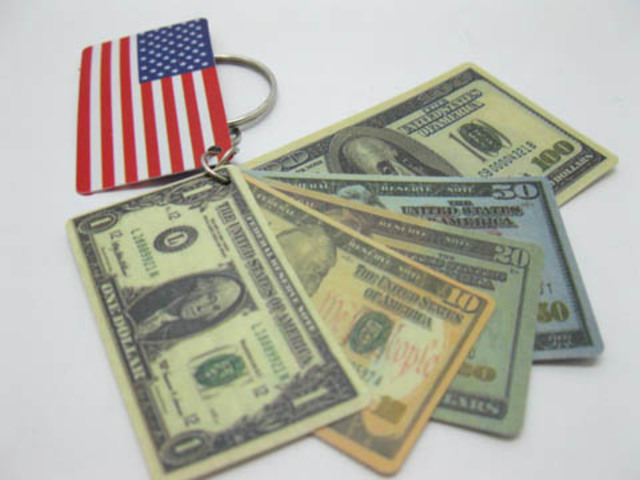 4x12Pcs Plastic US Dollar & Flag with Key Rings 4x12Pcs Plastic US Dollar & Flag with Key Rings