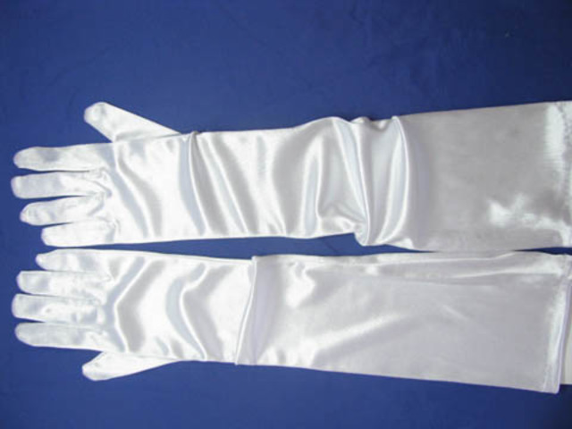 1Pair White Satin Wedding Dress Bridal Gloves 46cm