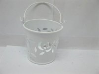 10 White Hollow Mini Tin Pail Bucket Wedding Favor 10 White Hollow Mini Tin Pail Bucket Wedding Favor