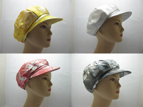 10X New Women Octagonal Hat Cap Printed Flower - Click Image to Close