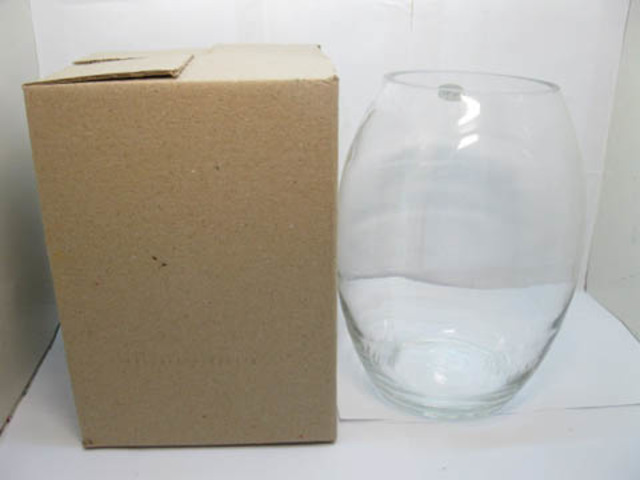 1X Clear Glass Oval Vase 25x13cm Wedding Favor