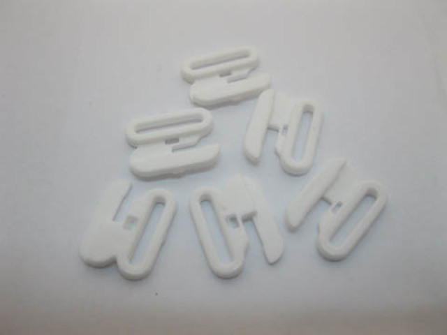 200Sets(400Pcs) White Plastic Bikini Bra Clips 12mm