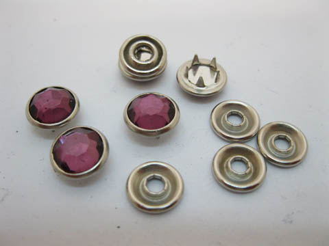 100Sets Dark Pink Five-Claw Brad Stud Button - Click Image to Close