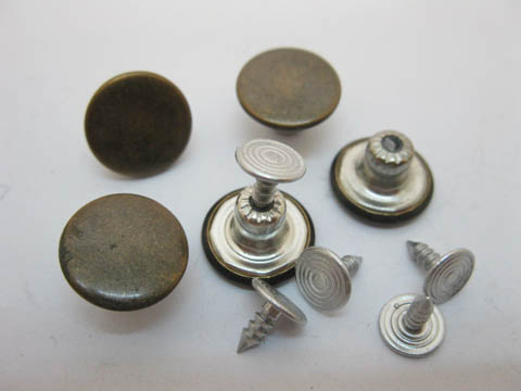 100Sets Plain No-Sew Jean Tack Buttons 15mm Brass ac-bu50 - Click Image to Close