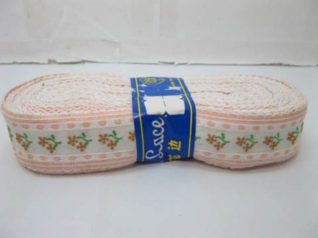 5Roll X 19m Pink Edge Coffee Flower Lace Ribbon Trim