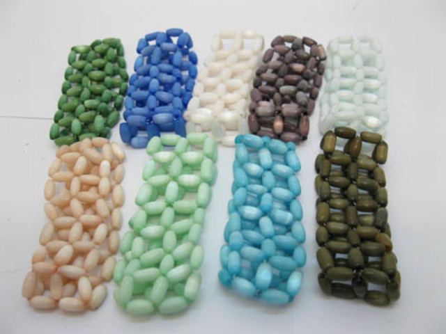 24X Fashion Glass Cat Eye Bracelets Mixed Color