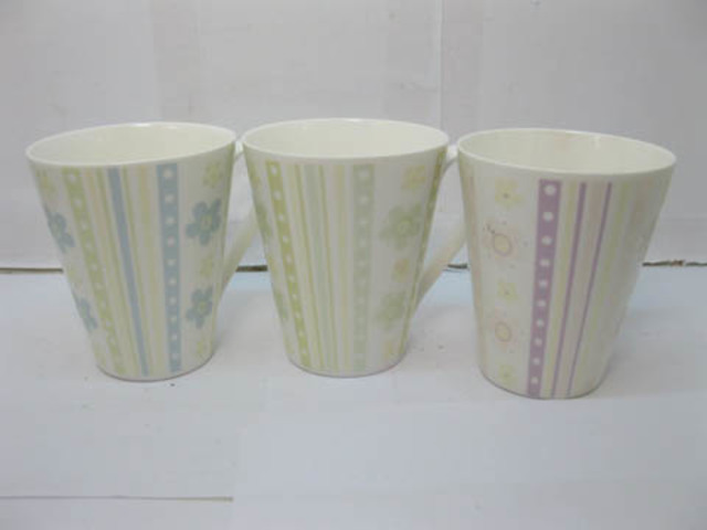 72pcs Flower & Stripe Ceramic Coffee Mug Tea Cup Mixed Color - Click Image to Close