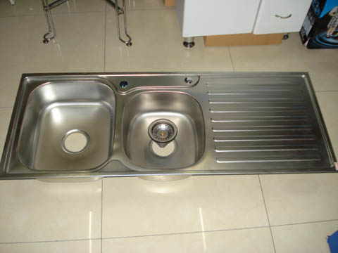 New Stainless Steel Kitchen Sink - Double Bowl 1145mm - Click Image to Close