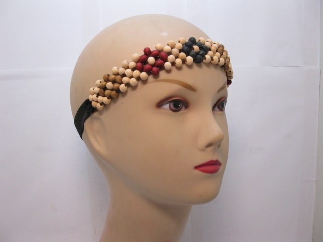 5x12Pcs New Elastic Wooden Beaded Headbands