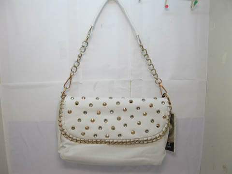 1Pc New White Shoulder Sling Bag Handbag w/Rhinestone - Click Image to Close