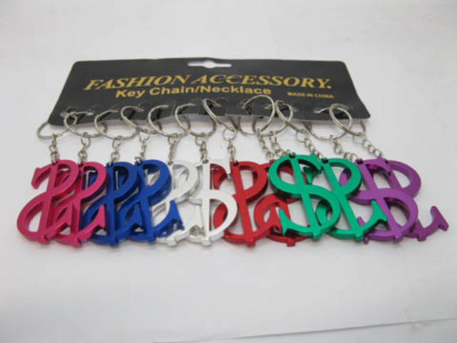 4x12 Aluminum Alloy Dollar Symbol Key Ring Mixed Colour Wholesal - Click Image to Close