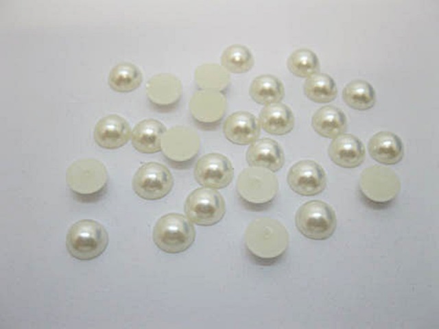 2500Pcs 8mm Ivory Semi-Circle Simulated Pearl Bead Flatback - Click Image to Close