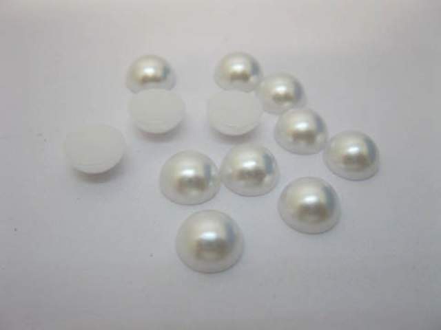 1000Pcs 10mm White Semi-Circle Simulated Pearl Bead Flatback - Click Image to Close