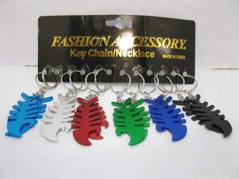 4x12 Aluminium Fishbone Keychain Key Rings Mixed Wholesale - Click Image to Close