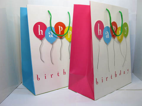 30Pcs "Happy Birthday" Balloon Paper Gift Bag - Click Image to Close
