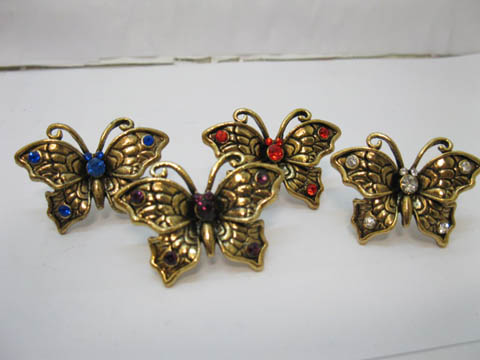 25Pcs Shabby Butterfly Rings Size Adjustable Mixed Colour - Click Image to Close