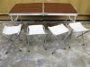1X Folding Table w/Chair For Camping Garden Market - Wooden Colo 1X Folding Table w/Chair For Camping Garden Market - Wooden Colo