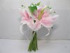1X Lily Bridal Bouquet Holding Flowers Wedding Favor LightPink 1X Lily Bridal Bouquet Holding Flowers Wedding Favor LightPink