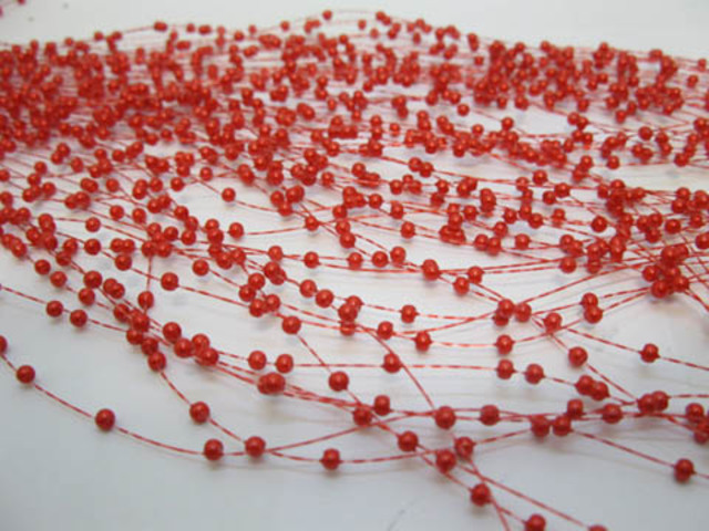 60Strands Red Beaded Garland for Wedding Craft Dia.3mm 60Strands Red Beaded Garland for Wedding Craft Dia.3mm