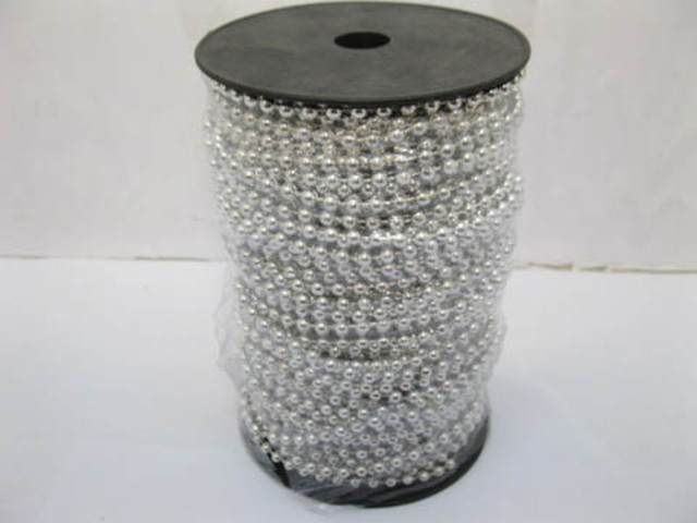 1Roll X 50Yds Silver Color Ball Beaded Plastic Chain Craft 4mm