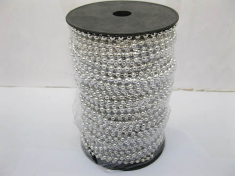 1Roll X 50Yds Silver Color Ball Beaded Plastic Chain Craft 4mm - Click Image to Close