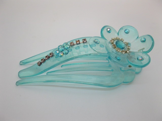40Pcs New Elegant Hair Clips W/Rhinestone Light Blue