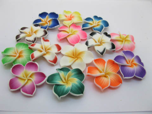 20 Fimo Beads Frangipani Jewellery Finding Mixed - Click Image to Close