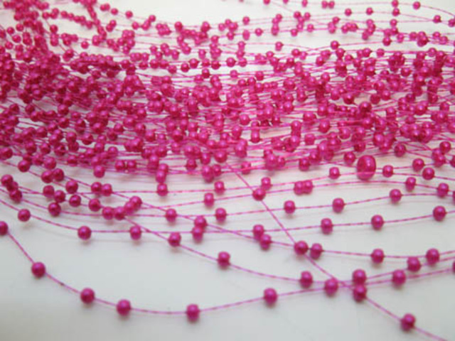 60Strands Fuschia Beaded Garland for Wedding Craft Dia.3mm - Click Image to Close