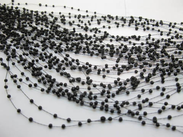 50Strands Black Beaded Garland for Wedding Craft Dia.3mm - Click Image to Close