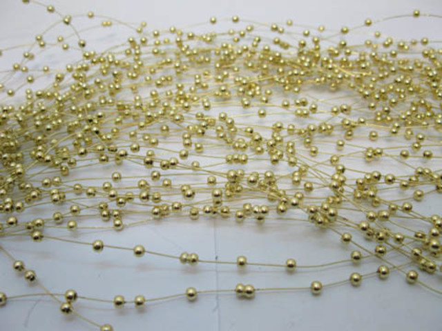 60Strands Golden Beaded Garland for Wedding Craft Dia.3mm - Click Image to Close