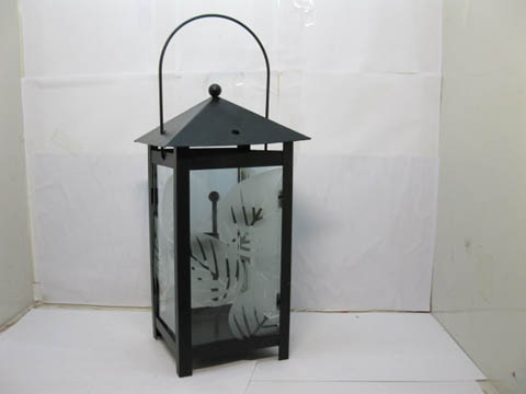 1Pc Black 4-Sided Lantern Glass Candle Holders - Click Image to Close
