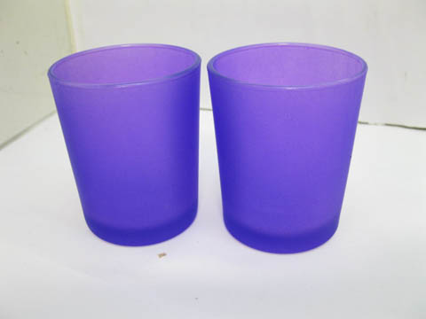 40 Frosted Glass Tea Light Holder Wedding Favor 6.5cm PURPLE - Click Image to Close