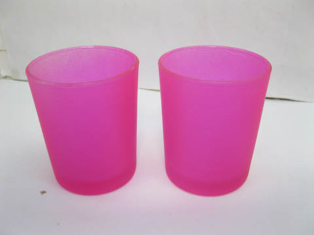 40 Frosted Glass Tea Light Holder Wedding Favor 6.5cm FUSCHIA - Click Image to Close