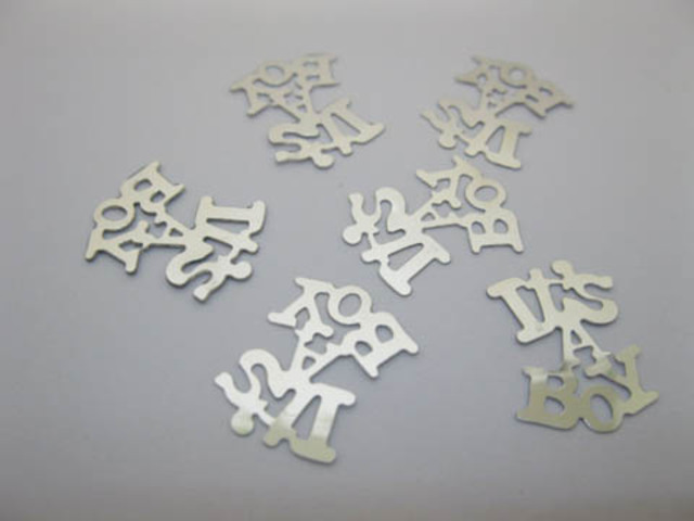 3600Pcs Silver "It's A Boy" Baby Shower Party Table Confetti - Click Image to Close