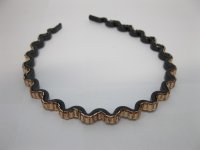 12Pcs Waved Hairband Hair Bands with Rhinestone Golden