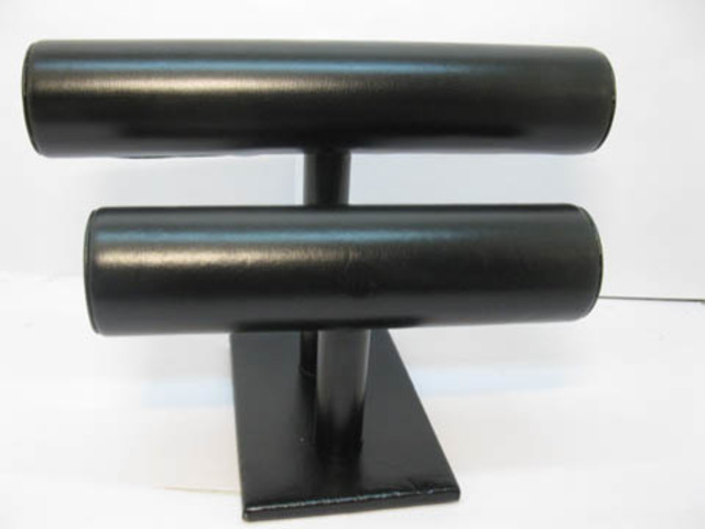 1Pc Black Leatherette 2-Layer Bracelet Display Racks