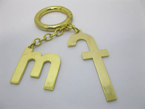 10Pcs Golden Key Ring Key Chain Father & Mother Symbol - Click Image to Close