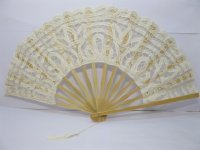 1Pc Ivory Bridal Battenburg Lace Hand Fan Wedding Favor