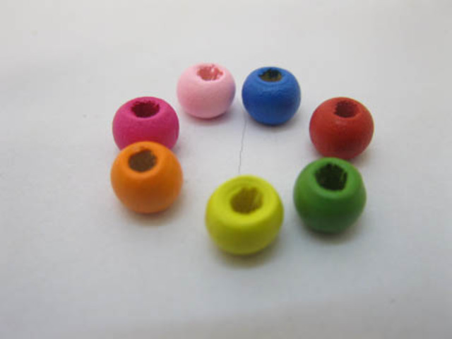 2000 Colourful Round Wooden Beads 5X6mm - Click Image to Close