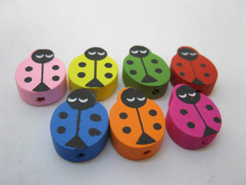 400Pcs New Wooden Ladybug Beads Mixed Color - Click Image to Close