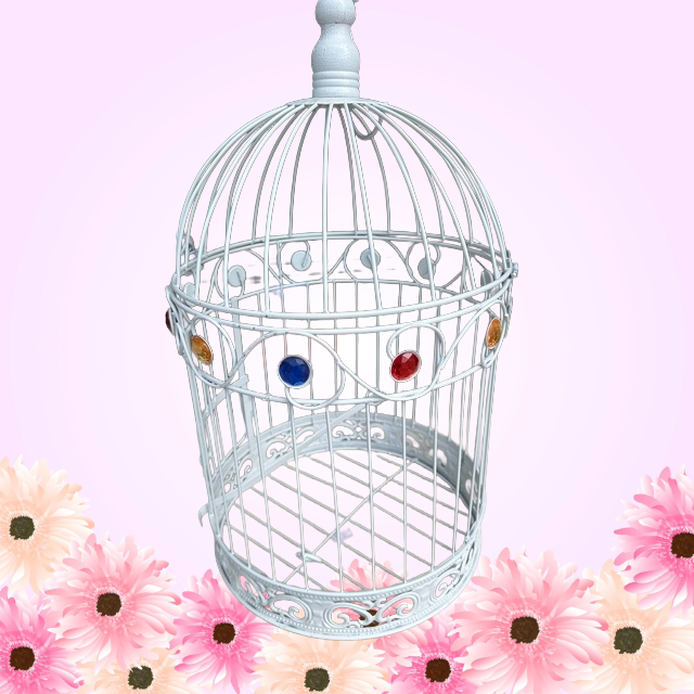 (image for) 1Set 2in1 Luxury Hanging Bird Cage W/Rhinestone