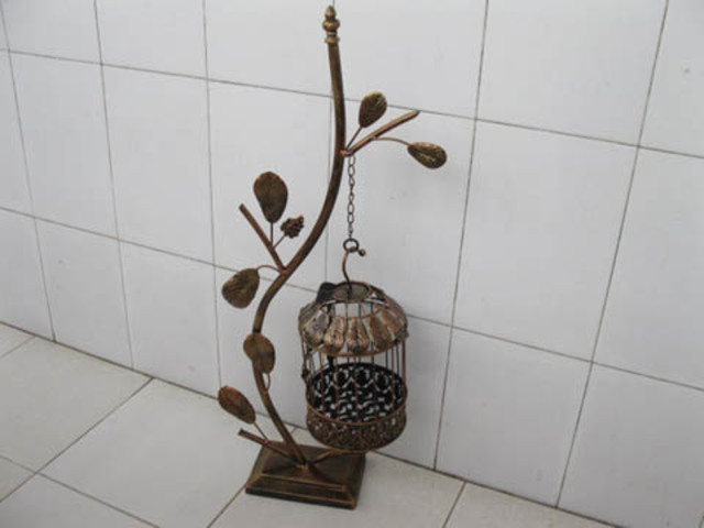 1X Copper Plated Hanging Bird Cage & Stand Wedding Favor 1X Copper Plated Hanging Bird Cage & Stand Wedding Favor