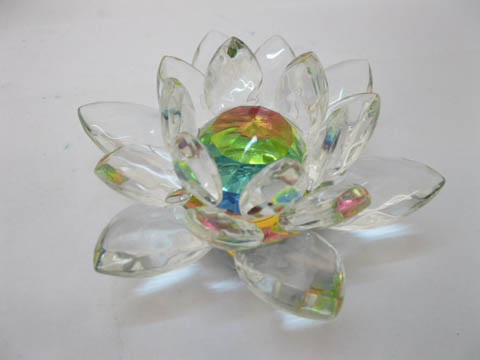 1Pc Stunning Colourful Crystal Lotus Flower Art Decor 10x4.7cm - Click Image to Close