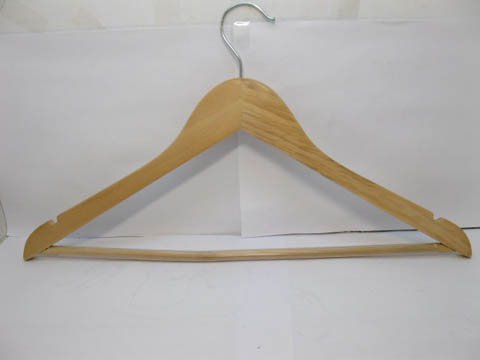 10 New Wood Color Wooden Coat Hanger dis-w145 - Click Image to Close