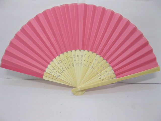 10X DIY Plain Pink Paper Hand Fans for Wedding 21cm - Click Image to Close