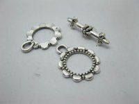 100 Sets Flower Shape Bali Toggle Clasps Jewelry finding